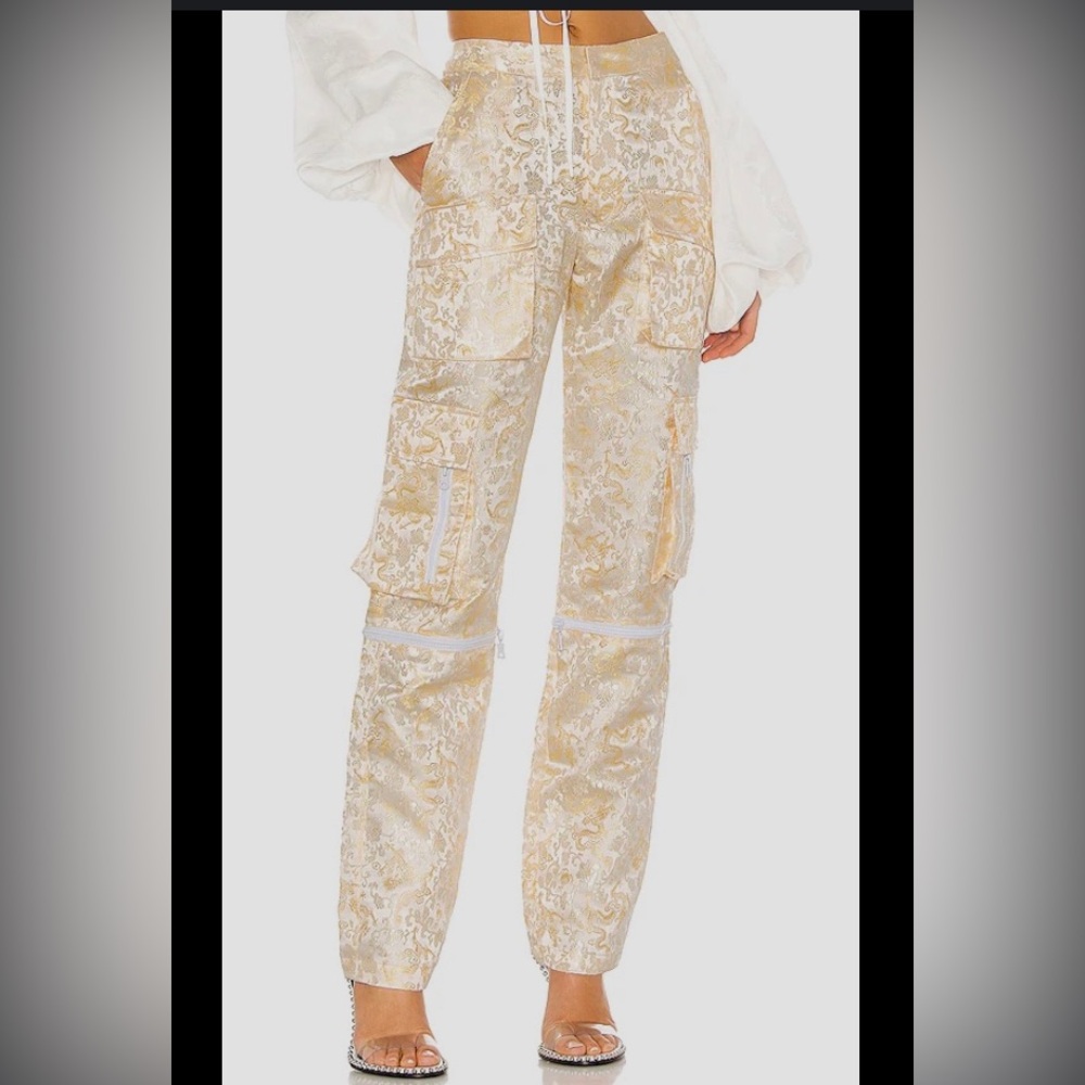 Designer Silk Cargo Pant in Dragon Print By Kim Shui
